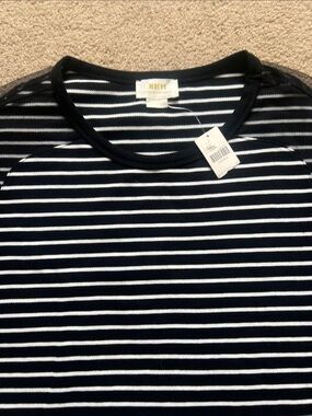 Maeve Black and White Striped Short Sleeve Tee medium NWT